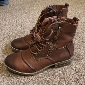 Brown combat boots